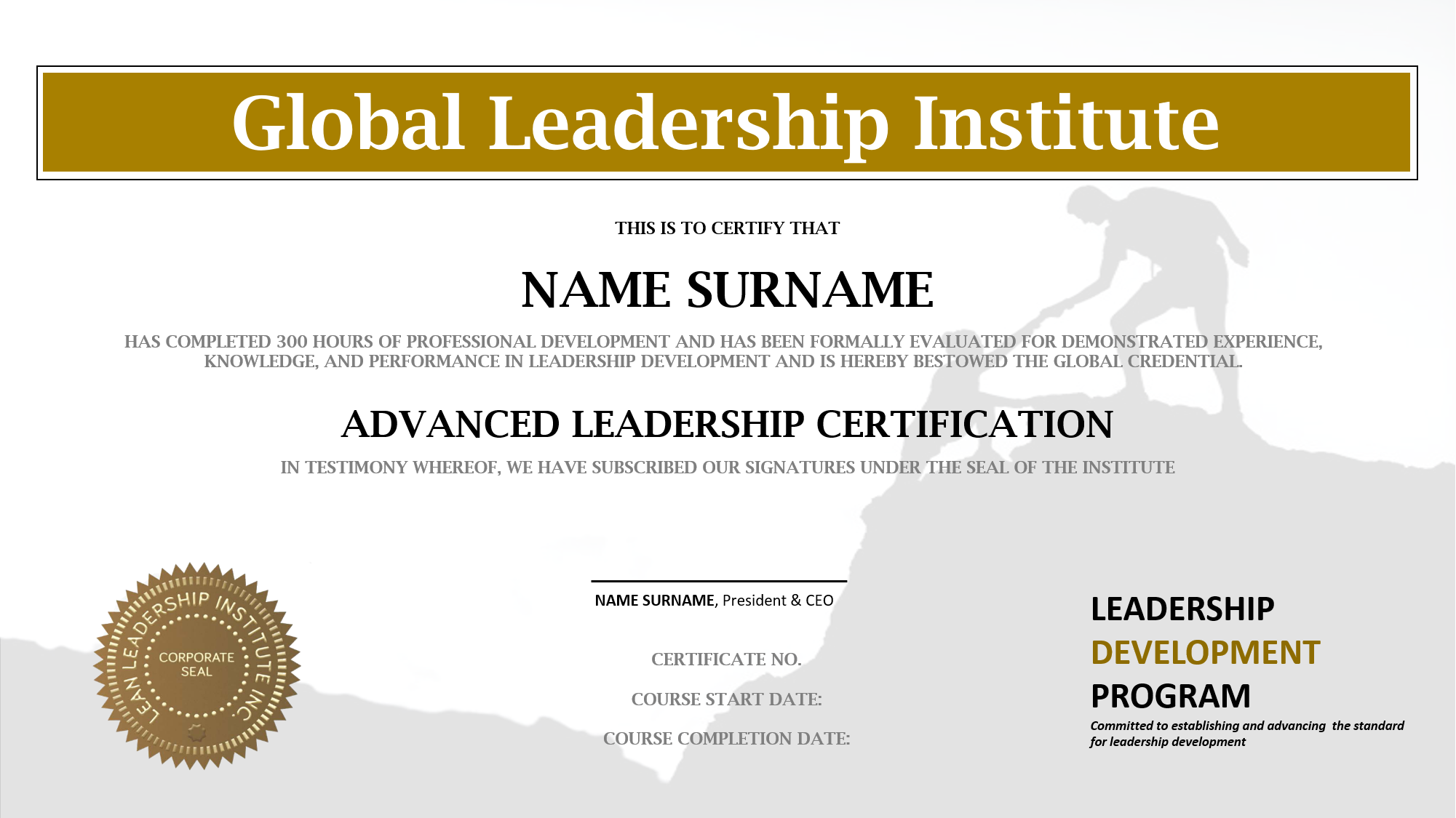 Leadership Certification The Global Leadership Institute
